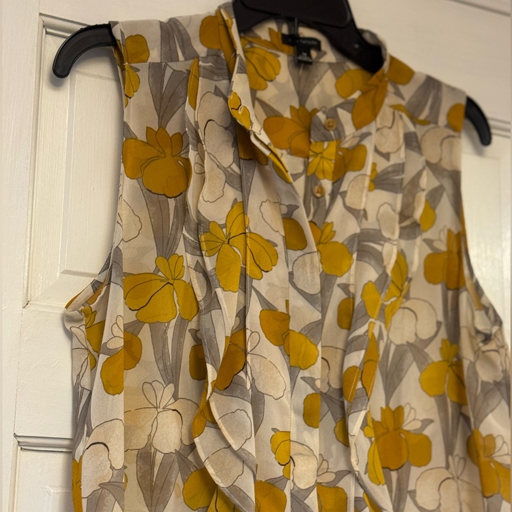 Ann Taylor Mustard and Gray Floral Blouse - Picture 3 of 7